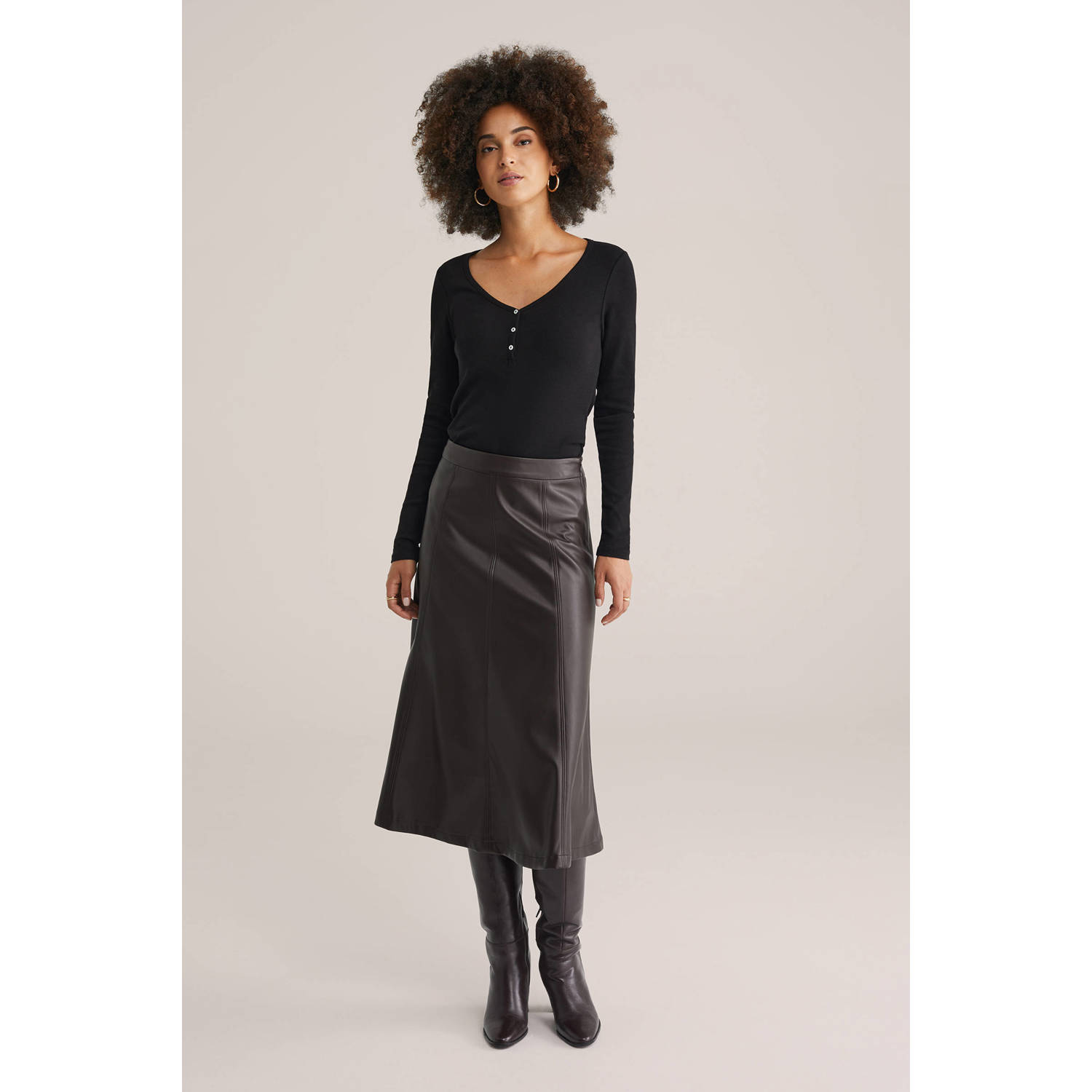 WE Fashion T-shirt geribbeld zwart