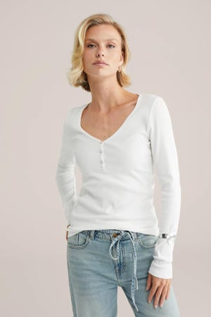 T-shirt geribbeld wit