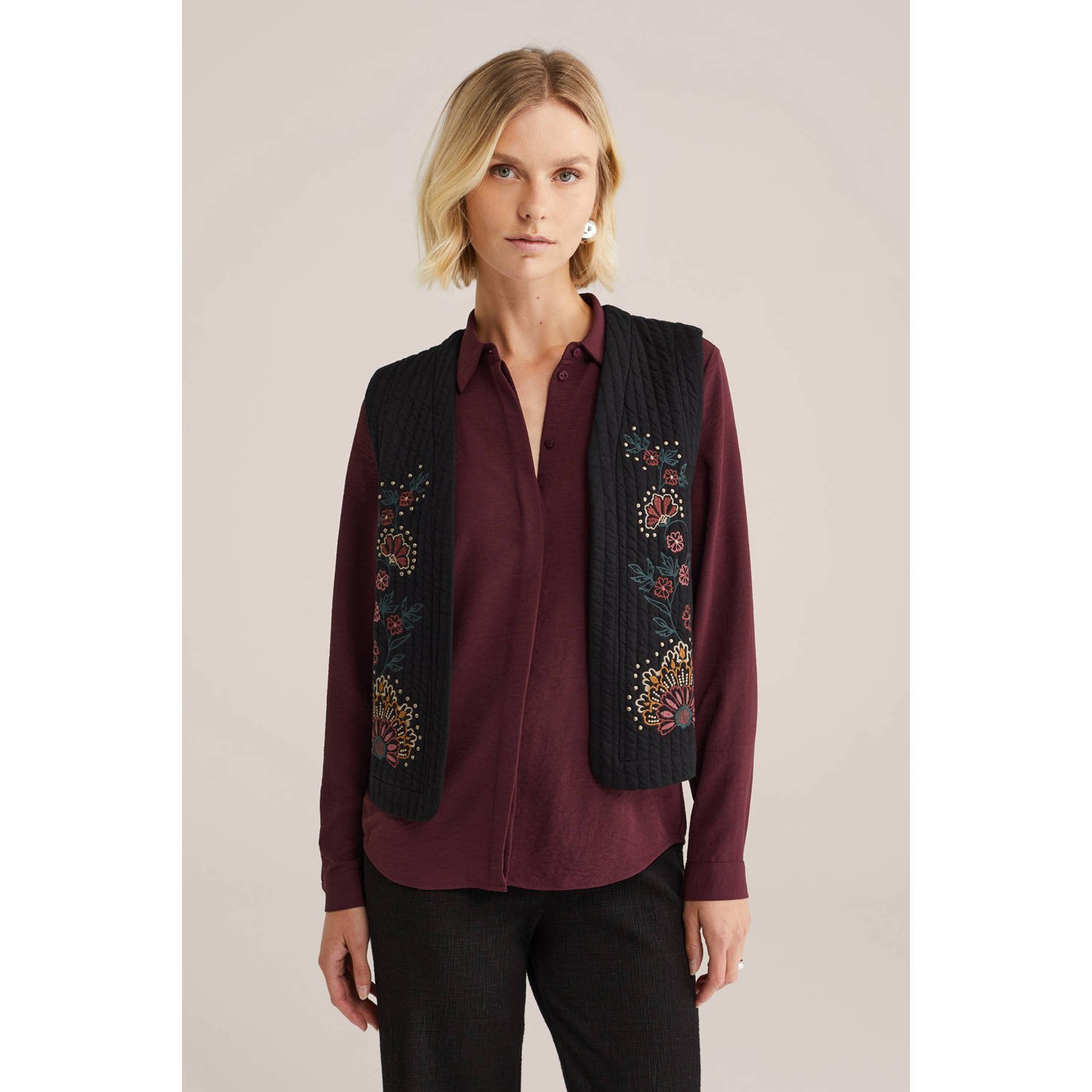 WE Fashion gilet zwart quilted