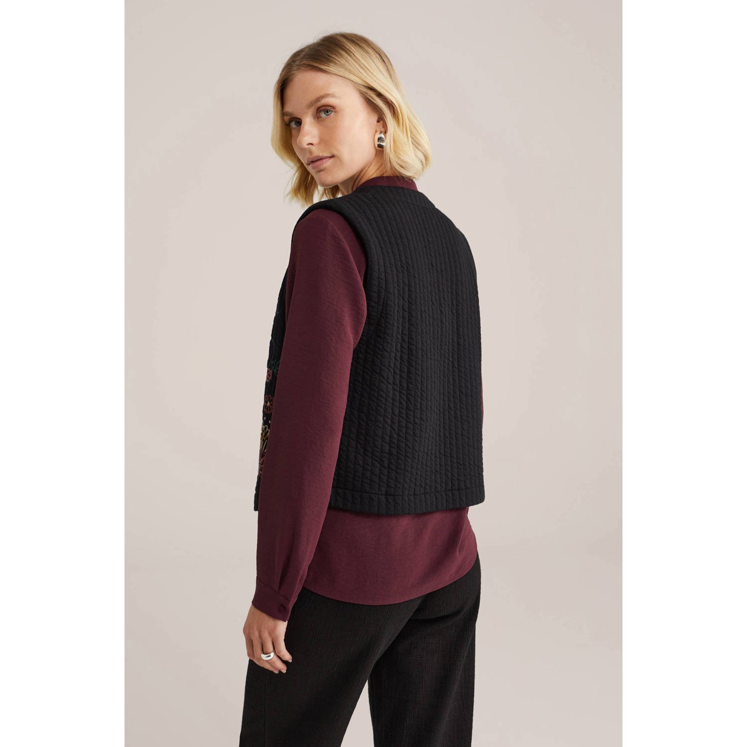 WE Fashion gilet zwart quilted