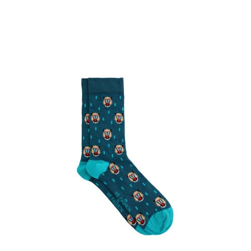 WE Fashion sokken met dierenprint blauw afbeelding