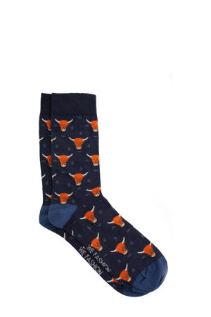 sokken met dierenprint donkerblauw