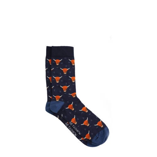 WE Fashion sokken met dierenprint donkerblauw afbeelding