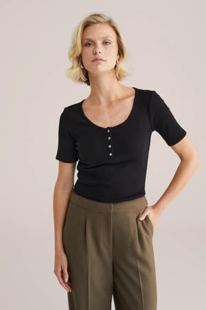 top geribbeld zwart