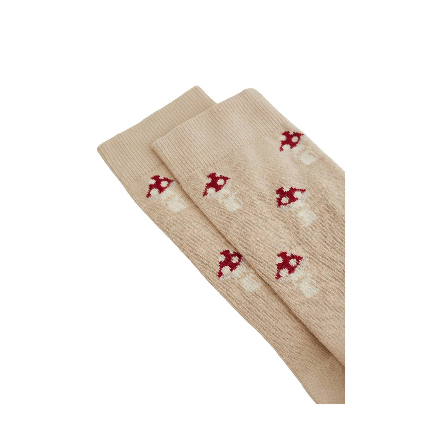 WE Fashion sokken met all over print beige