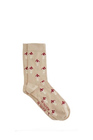 sokken met all over print beige