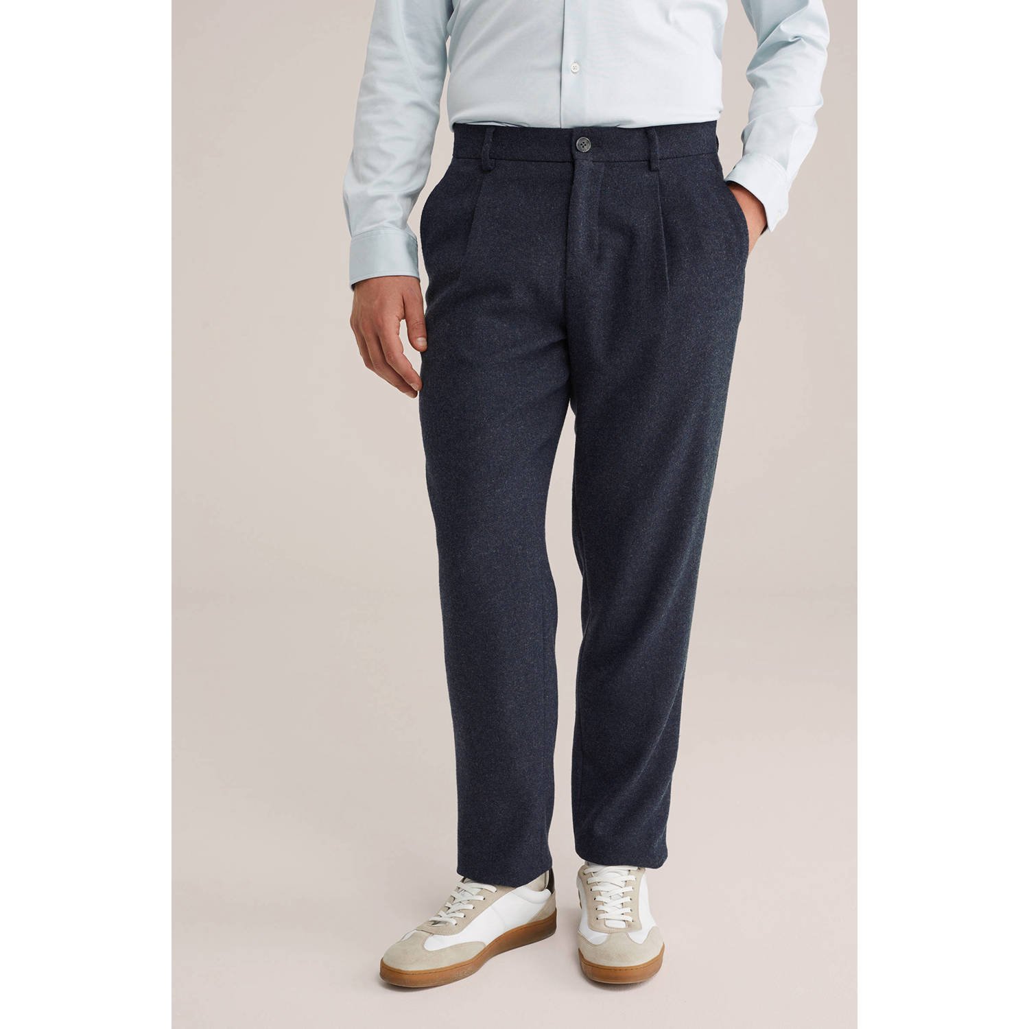 Van Gils wollen regular pantalon donkerblauw