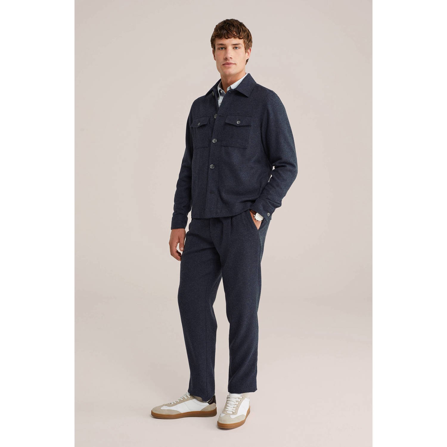 Van Gils wollen regular pantalon donkerblauw