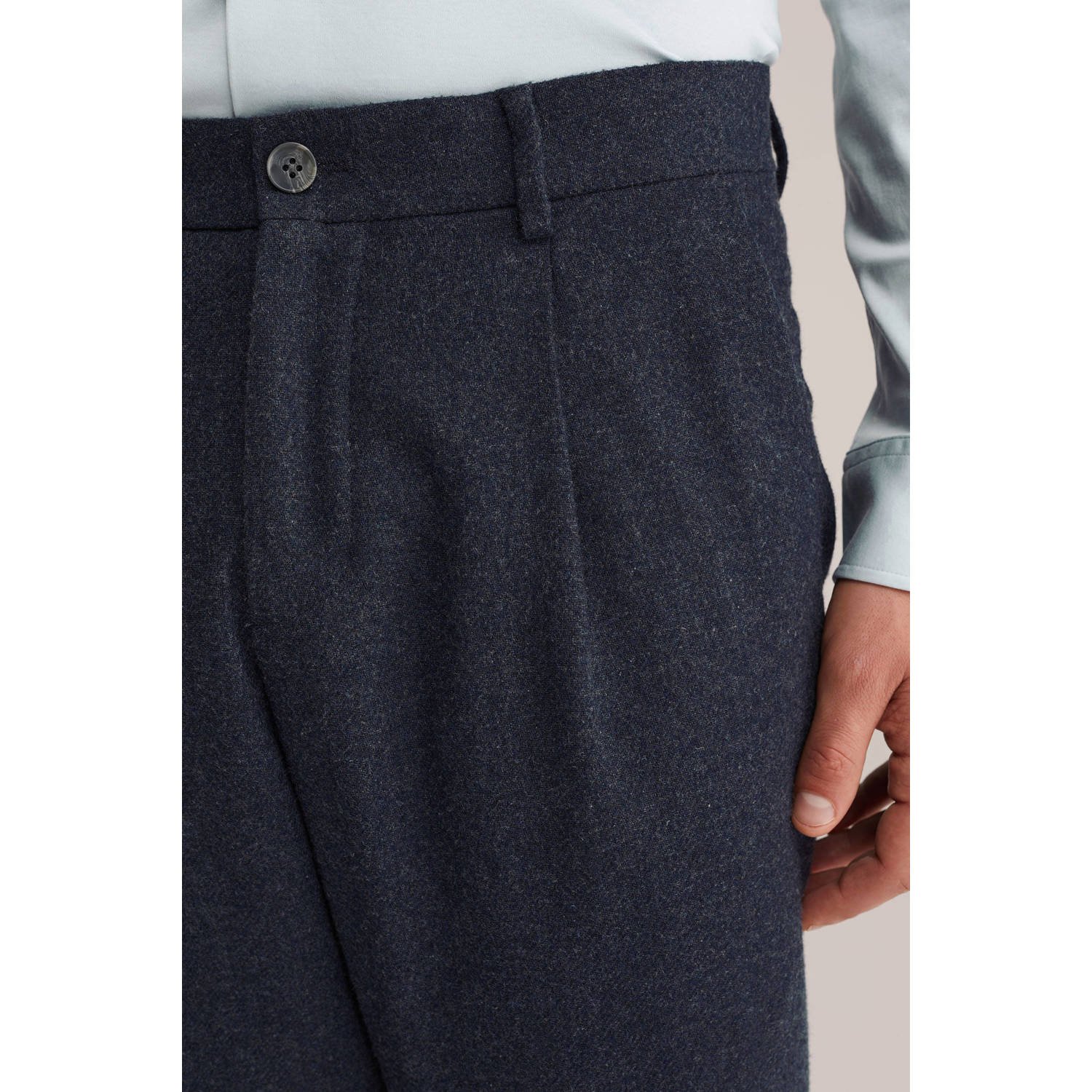 Van Gils wollen regular pantalon donkerblauw