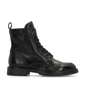 leren veterboots met studs zwart