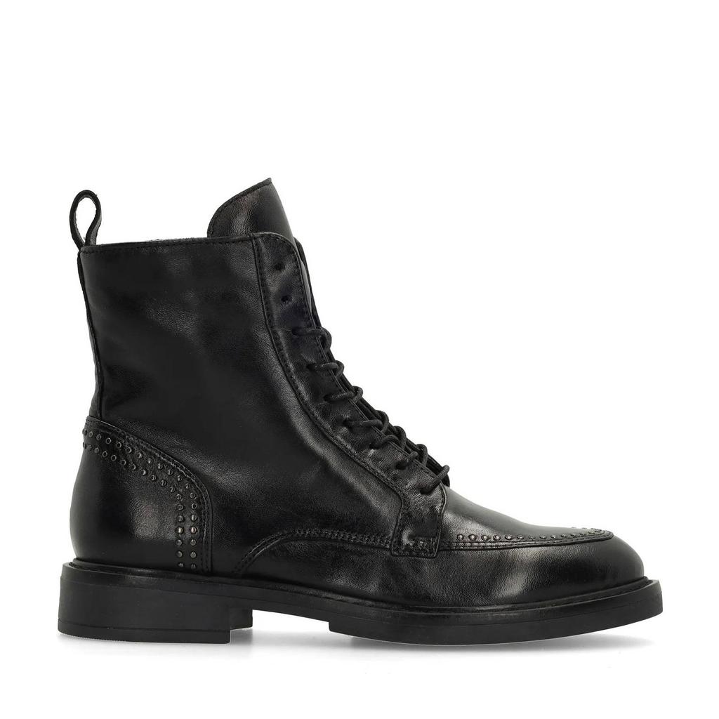 Zwarte dames Manfield leren veterboots met studs
