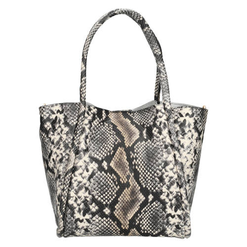Fred de la Bretoniere leren shopper Nalani met slangenprint beige afbeelding