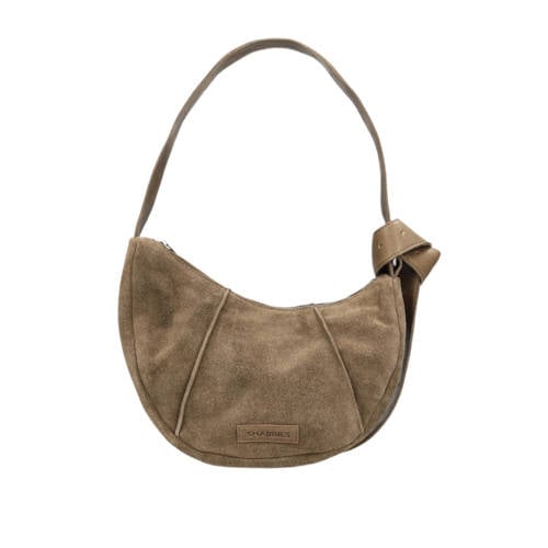 Shabbies Amsterdam suede schoudertas Platamini taupe afbeelding
