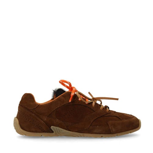Manfield X Isabelle 'in her shoes' collectie suède sneakers donkerbruin afbeelding