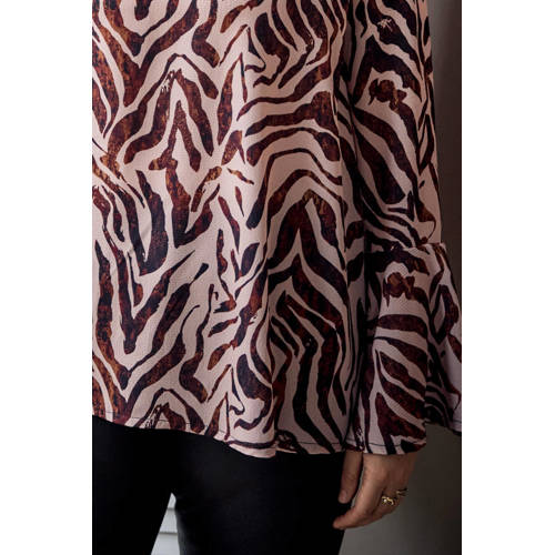 Zoey top met zebraprint bruin afbeelding