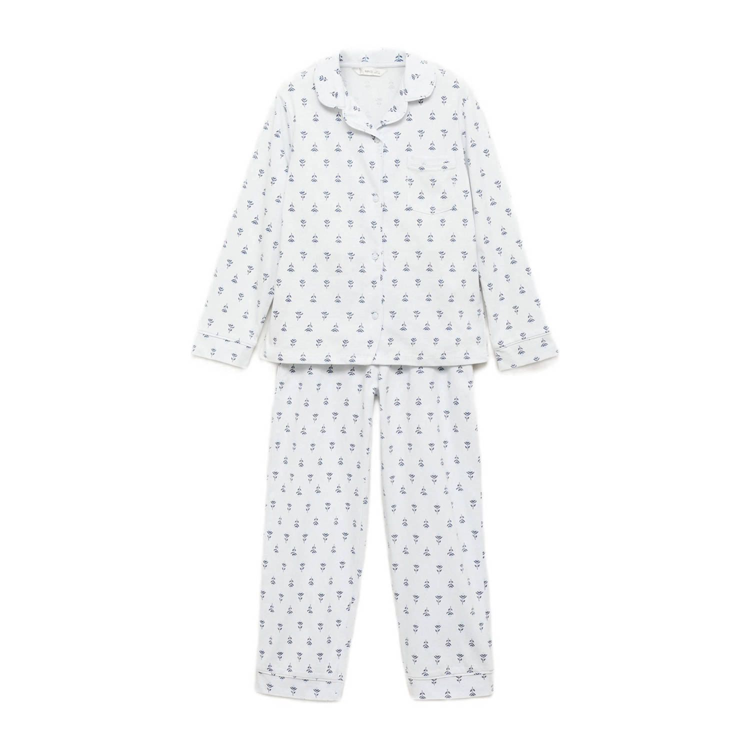 Mango Kids pyjamaset lichtblauw wit