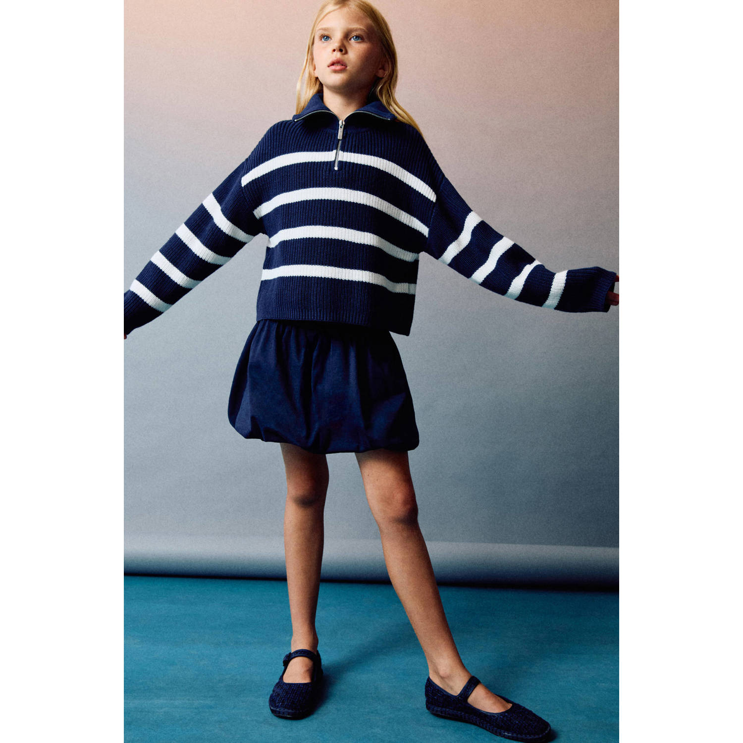 Mango Kids ballonrok donkerblauw