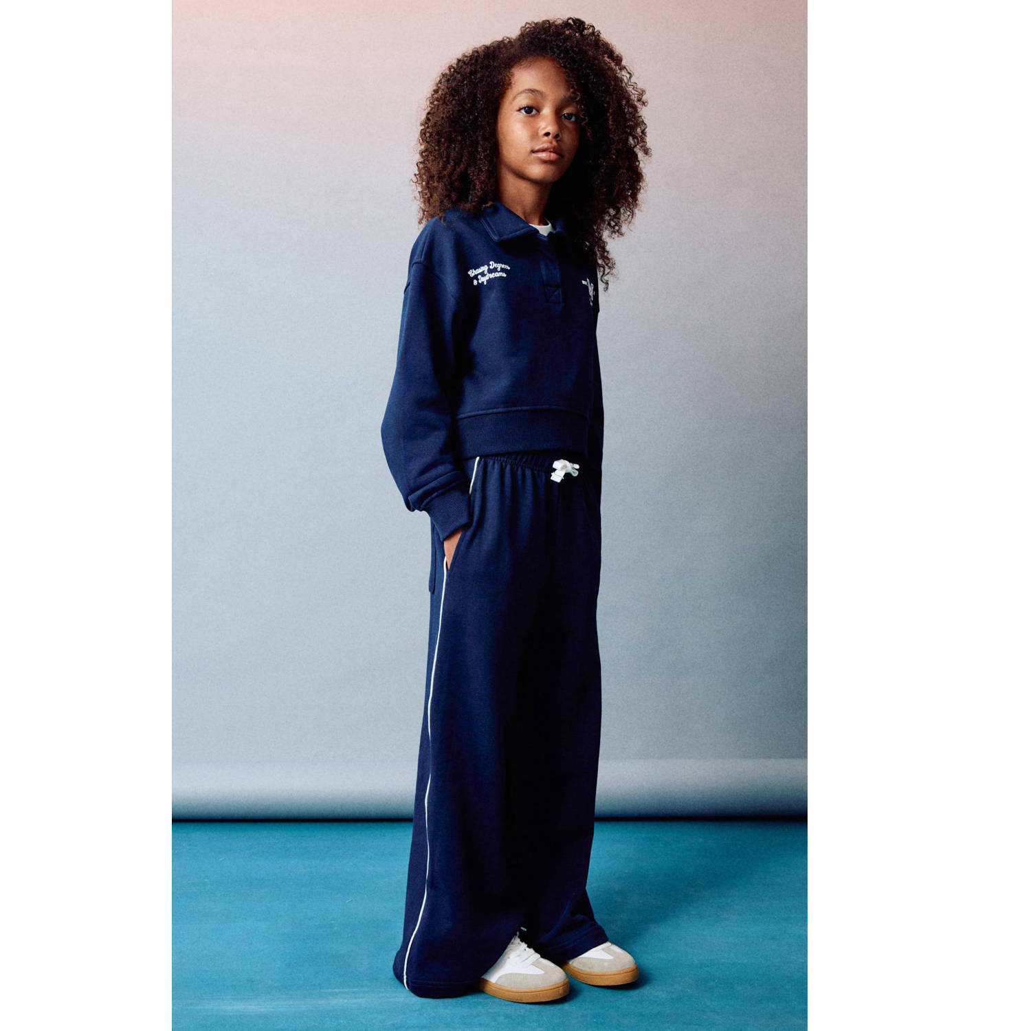 Mango Kids wide leg sweatpant marine