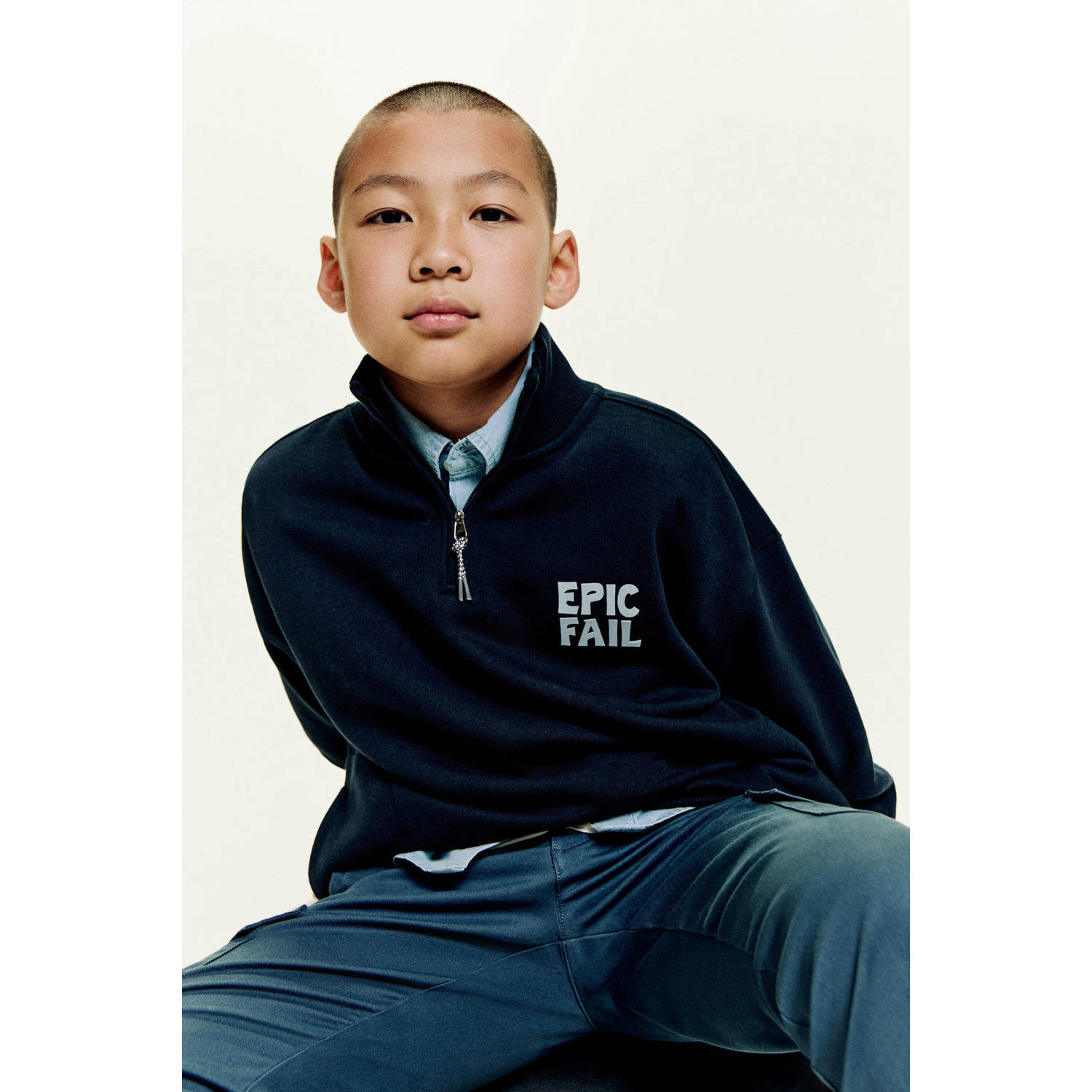 Mango Kids sweater donkerblauw