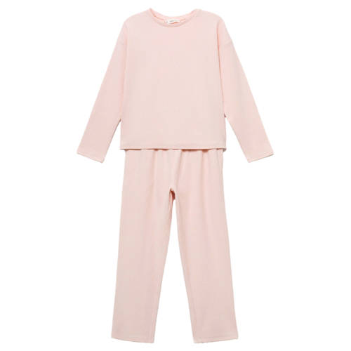Mango Kids pyjama lichtroze rib gebreid afbeelding
