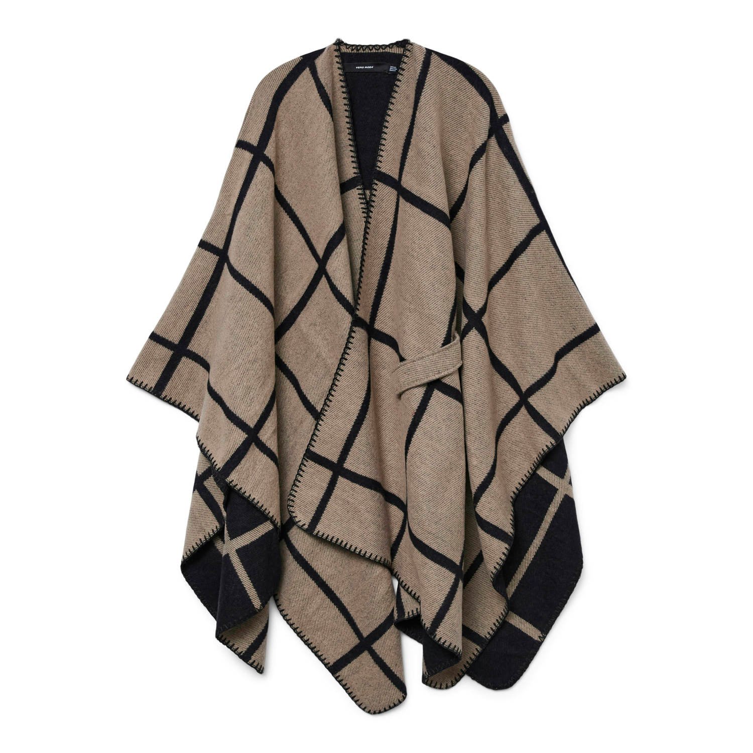 VERO MODA geruite poncho VMFIONA bruin