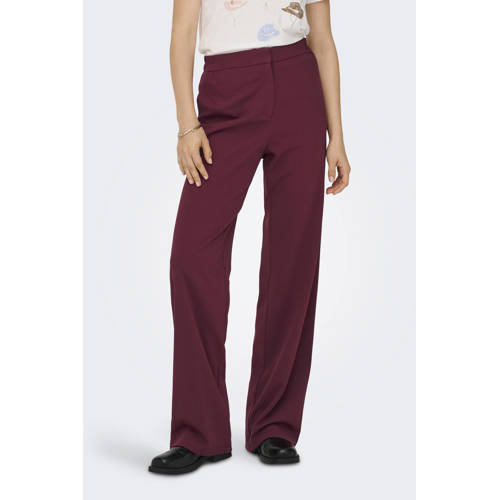 ONLY straight high waist broek donkerrood afbeelding
