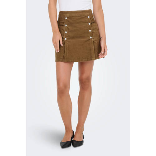 ONLY corduroy korte rok cognac afbeelding