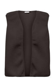thumbnail: Donkerblauwe dames ONLY teddy gilet met effen en sjaalkraag