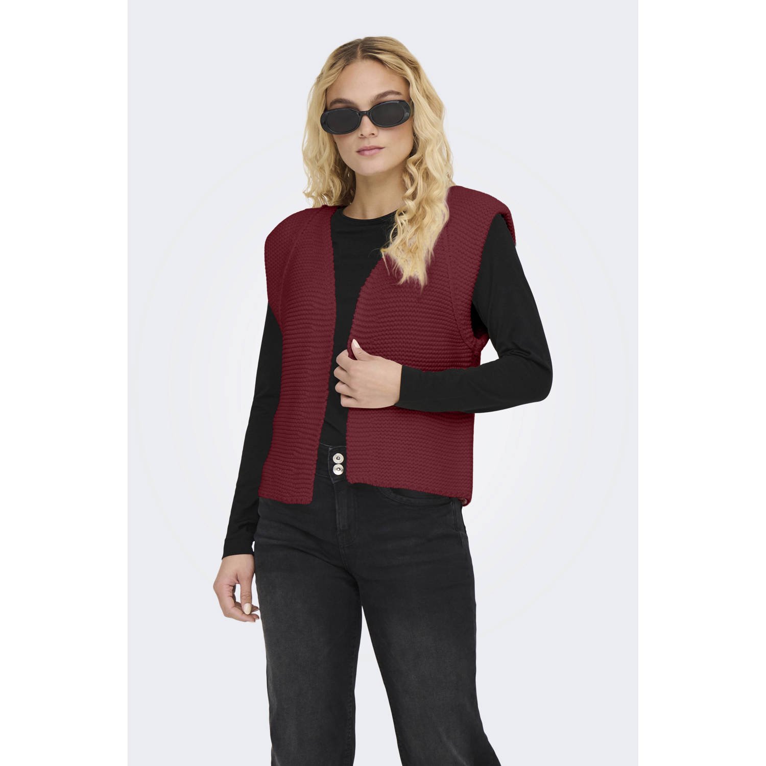 ONLY vest gebreid donkerrood