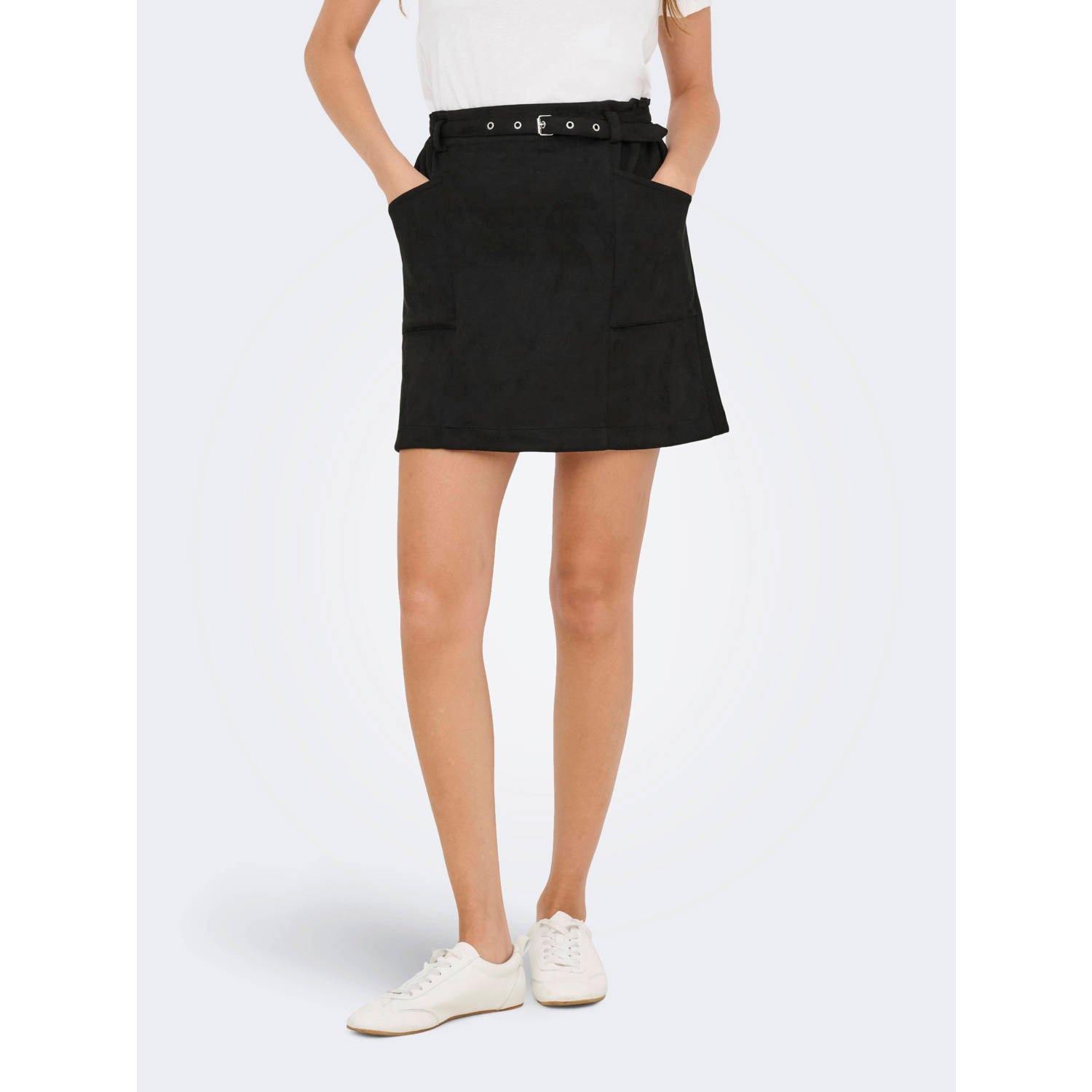 ONLY suede korte rok zwart
