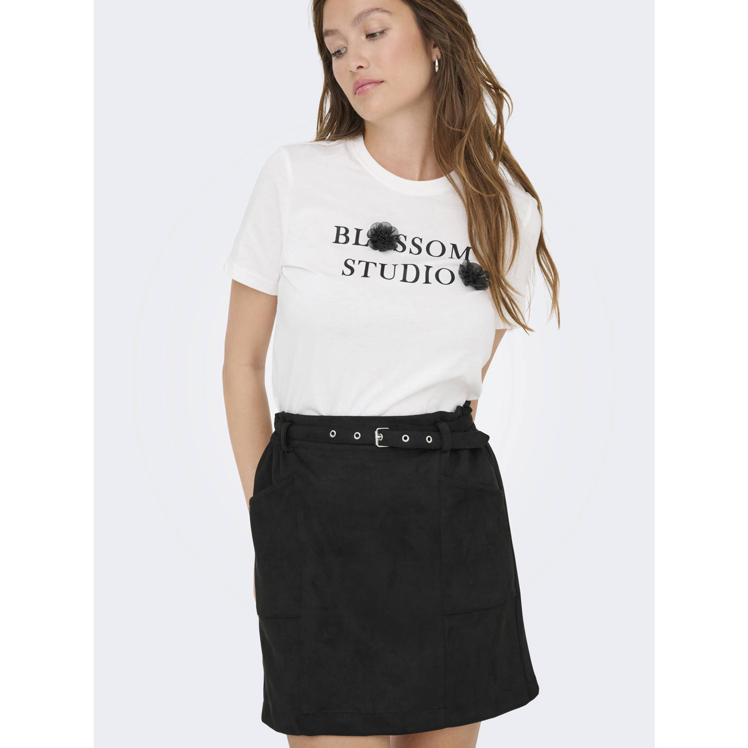 ONLY suede korte rok zwart
