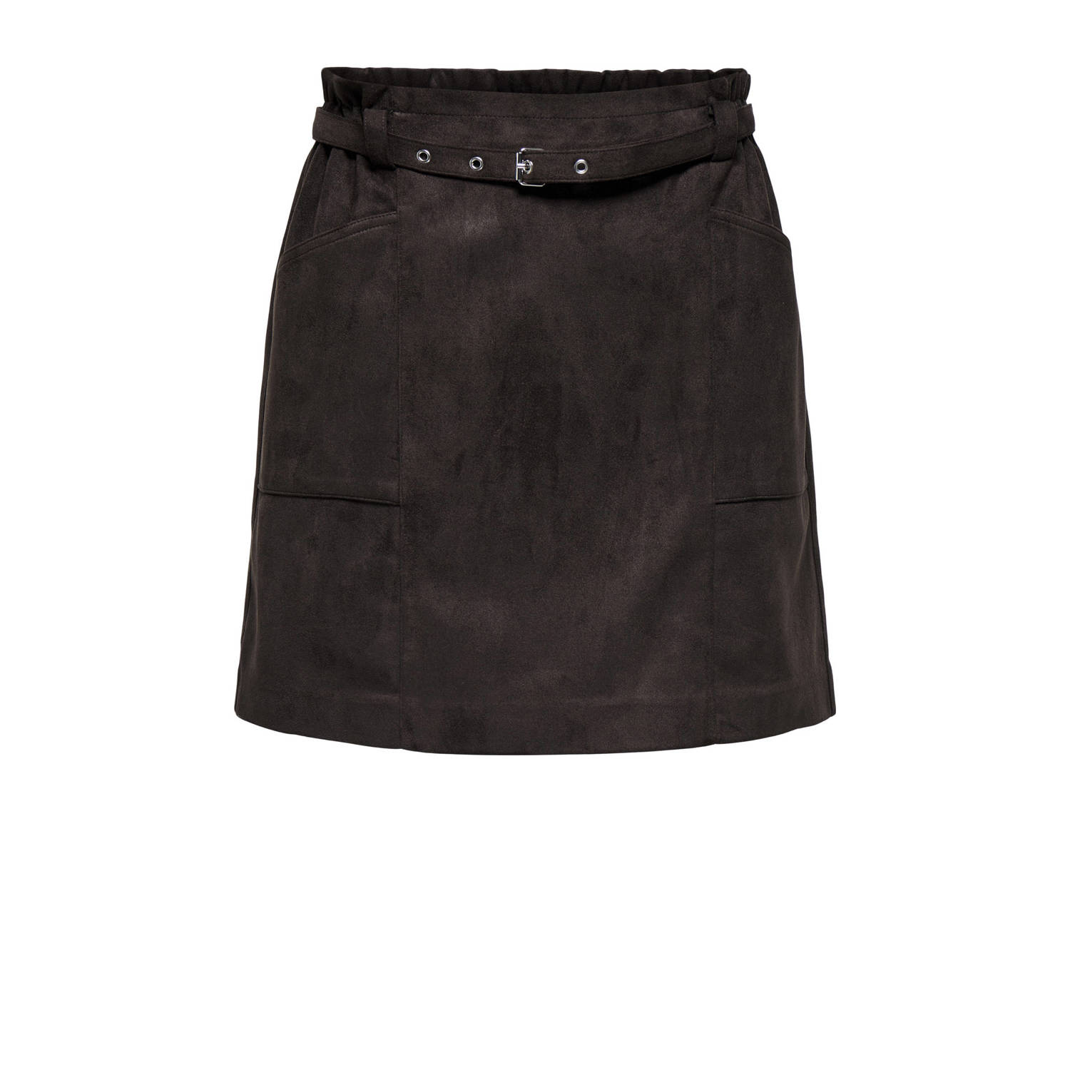 ONLY suede korte rok donkerbruin