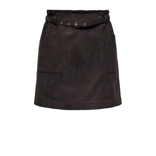 ONLY suede korte rok donkerbruin afbeelding