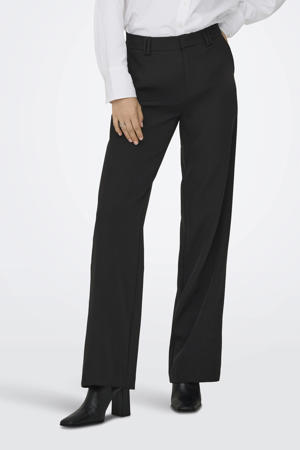 wide leg regular waist broek zwart