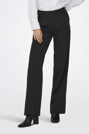 wide leg regular waist broek zwart