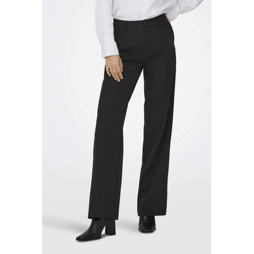 ONLY wide leg regular waist broek zwart afbeelding