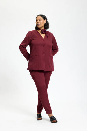 straight high waist pantalon donkerrood