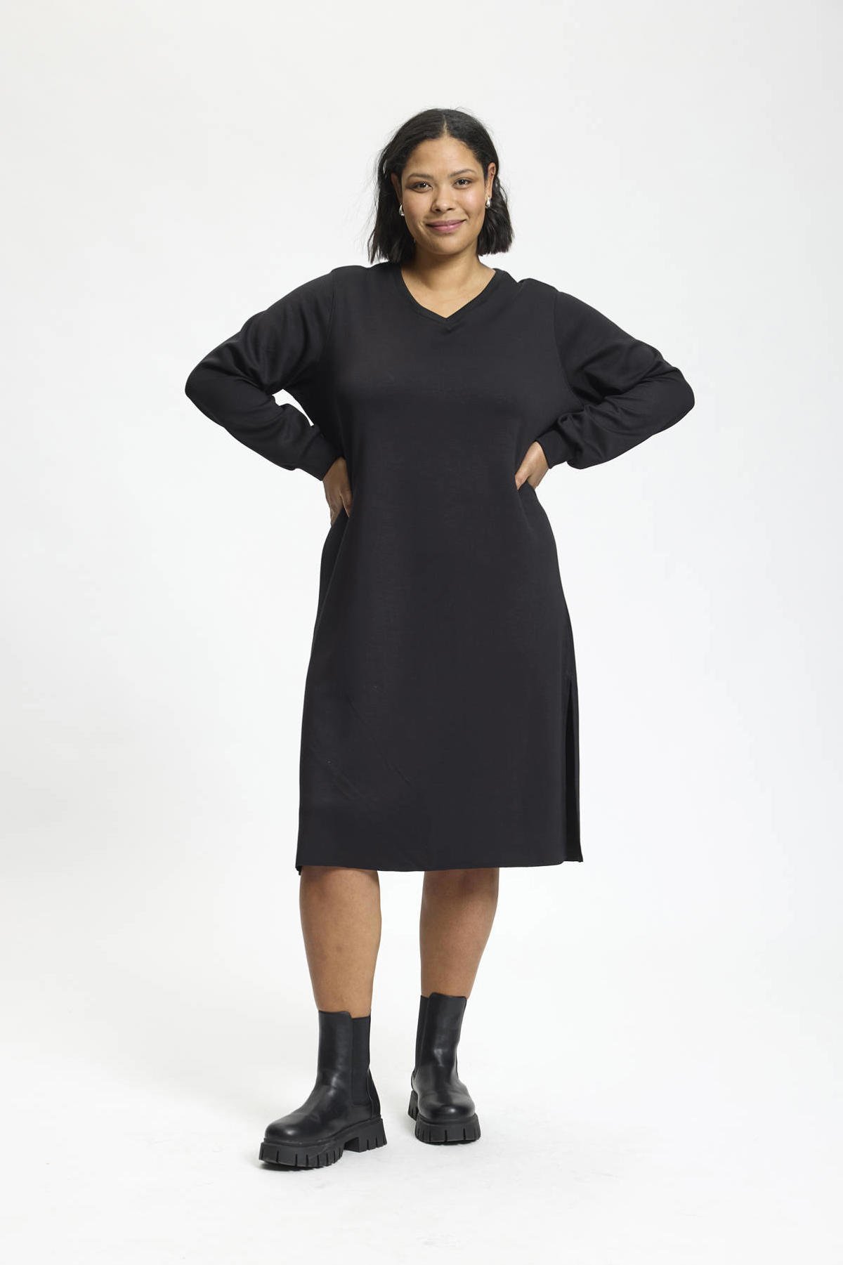 Sweatjurken Sweatjurk Dames Oversized Sweater Zwarte Trui Jurk