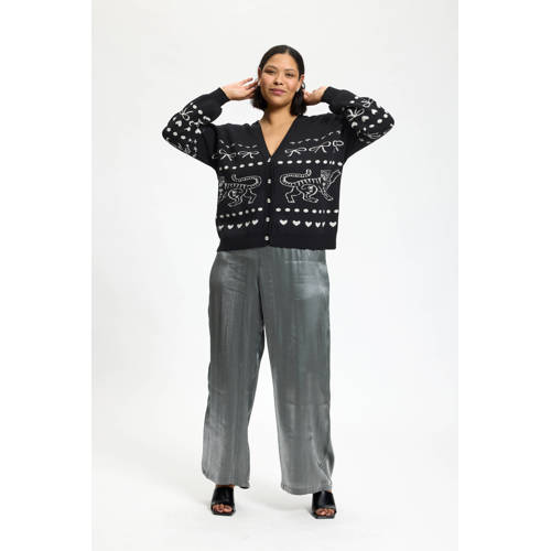 Anyday wide leg high waist broek zilver afbeelding