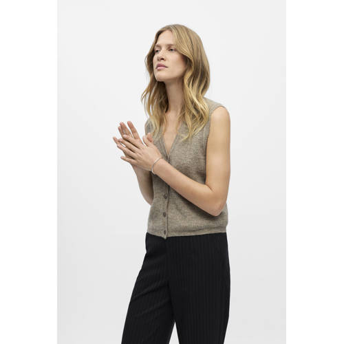 OBJECT gebreid vest beige afbeelding