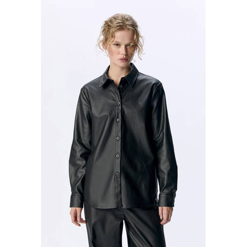 OBJECT imitatieleren blouse zwart afbeelding