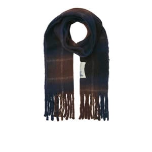 sjaal met franjes JACNORREBRO donkerblauw