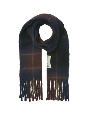 sjaal met franjes JACNORREBRO donkerblauw