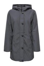 thumbnail: Antraciete dames ONLY parka van polyester met effen, lange mouwen, capuchon en rits- en knoopsluiting