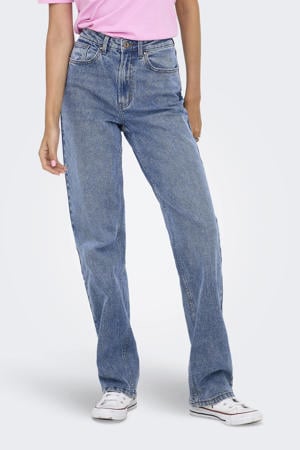 high waist straight leg jeans light blue denim