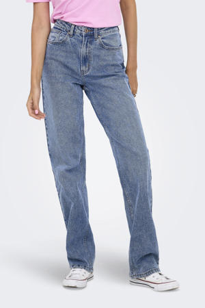 high waist straight leg jeans light blue denim