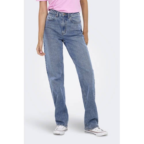 ONLY high waist straight leg jeans light blue denim afbeelding
