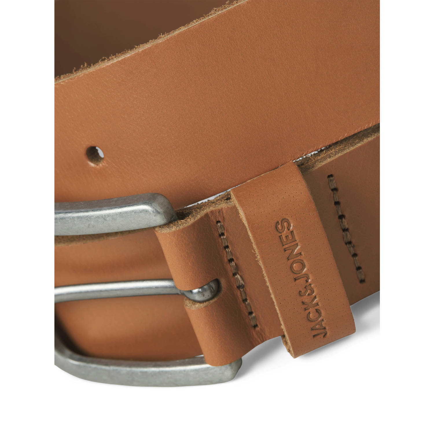 JACK & JONES leren riem JACPIMP cognac