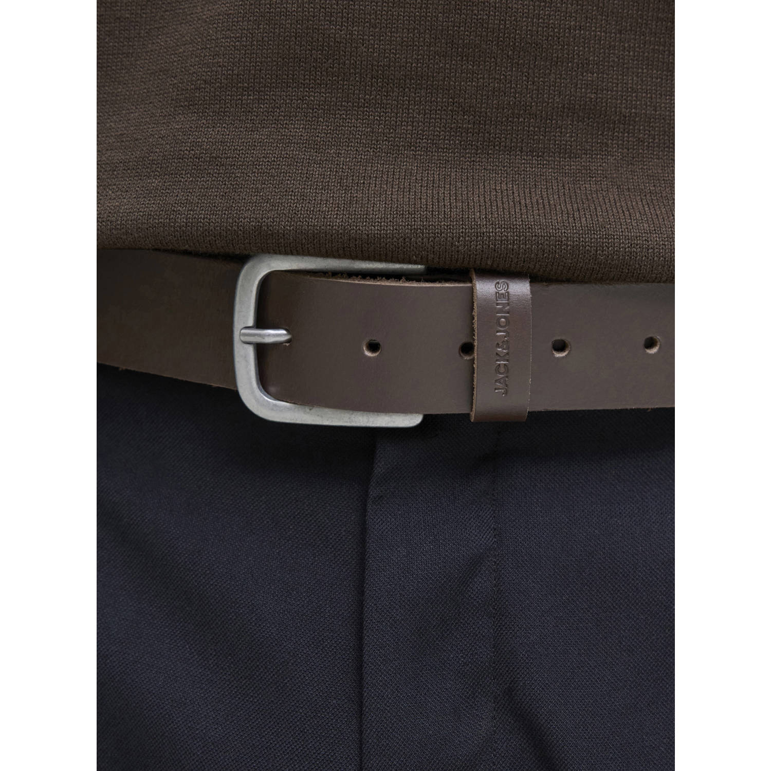 JACK & JONES leren riem JACPIMP donkerbruin
