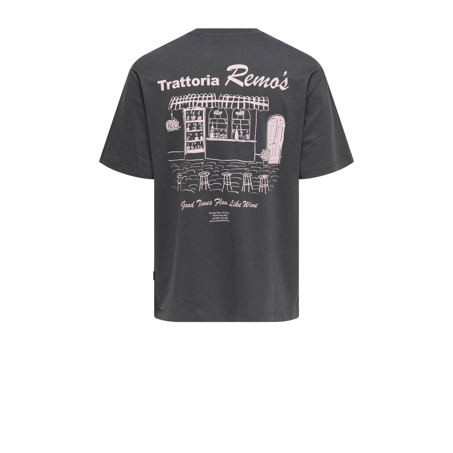 ONLY & SONS relaxed T-shirt antraciet